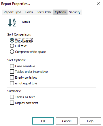 Options tab